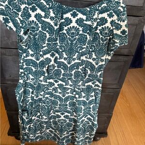 Floral Patterned Dress in Green and White